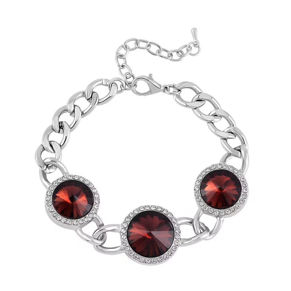 NEW Simulated Purple Sapphire and Austrian Crystal Bracelet in Silvertone